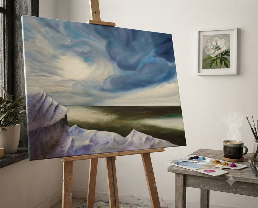 Oryginalny obraz olejny ,,Surowa północ" 75x55