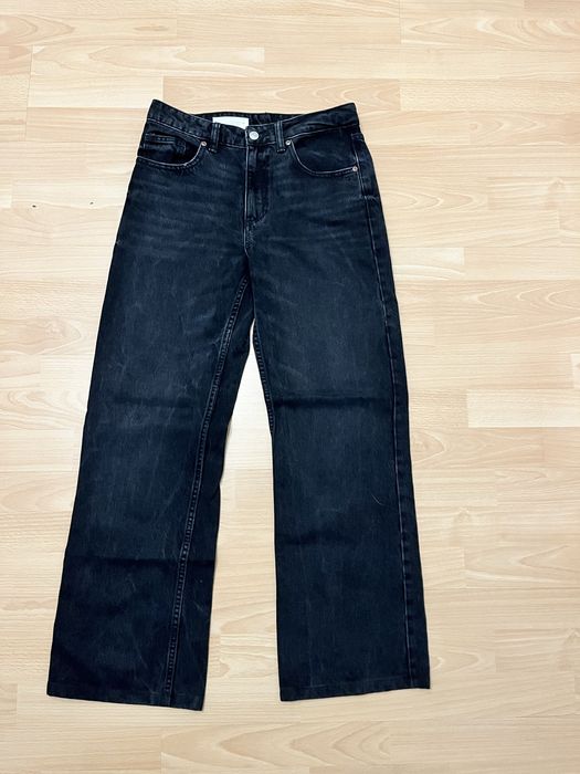 Jeansy straight leg czarne damskie