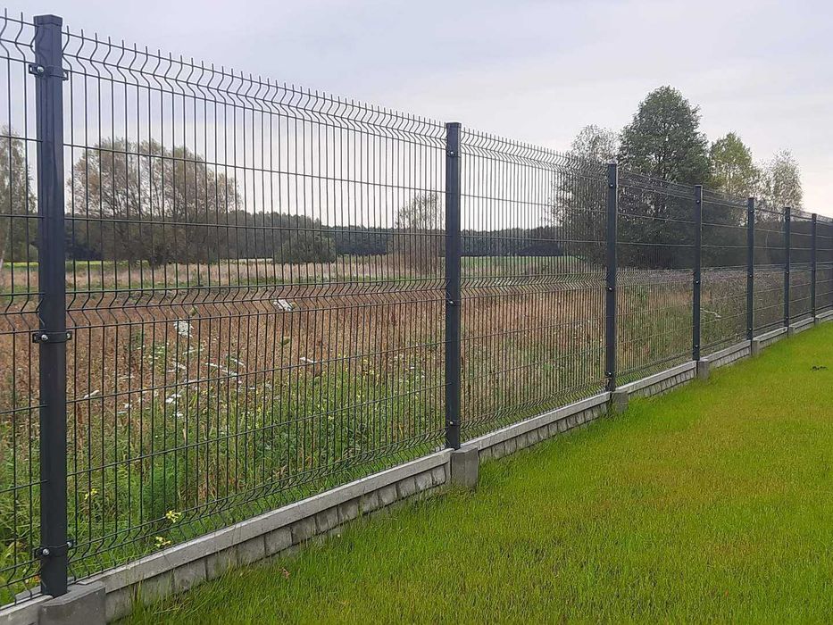 Ogrodzenie panelowe. Panel 3D ocynk +kolor, podmurówka, słupek, obejmy