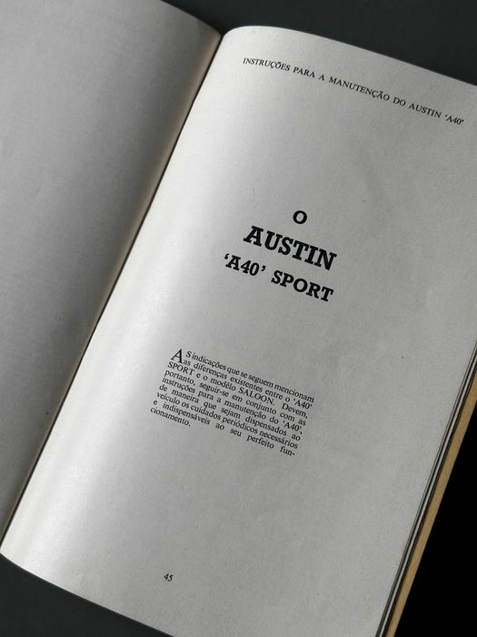 Manual de Instruções Austin A40