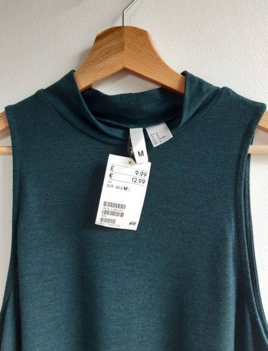 NOWA z metkami ciemnozielona sukienka H&M, rozmiar M