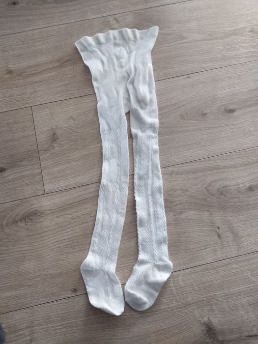 Białe kremowe rajstopy rajtuzy dziewczęce Cool club smyk 80/86