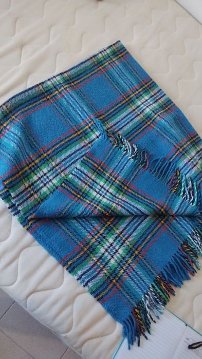 Manta xadrez azul 140cm x 140cm