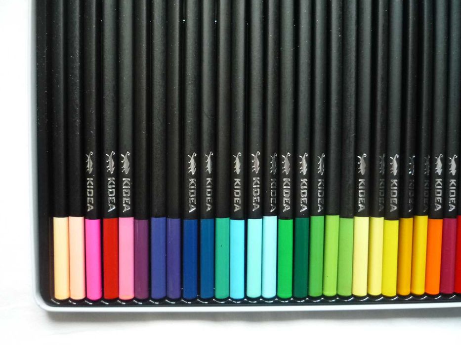 NOWE Kidea kredki trójkątne w metalowym pudełku, 36 kolorów