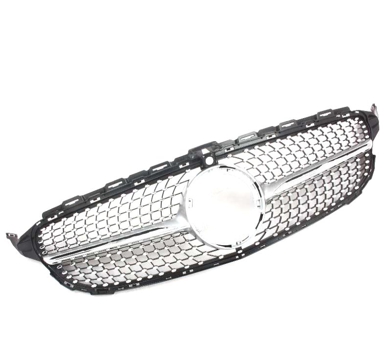 GRELHA DIANTEIRA MERCEDES W205 AMG 14-18 LOOK DIAMOND SILVER CAMERA