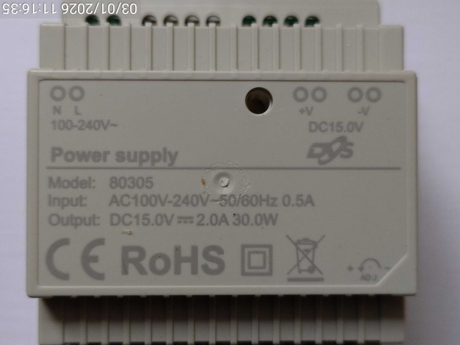 Zasilacz 15V, 2A, 30W na szynę S
