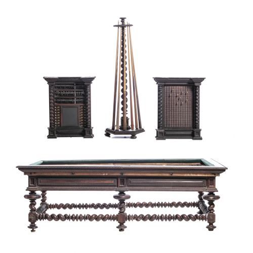 Mesa de bilhar suporte para tacos e marcador em pau-santo - Século XIX