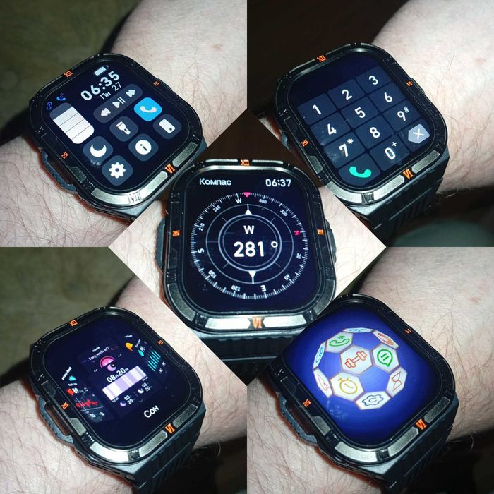 Смарт часы: VWAR HT38 PRO. NFC. Compass. 3D-меню. 1100mAh. LED-фонарик