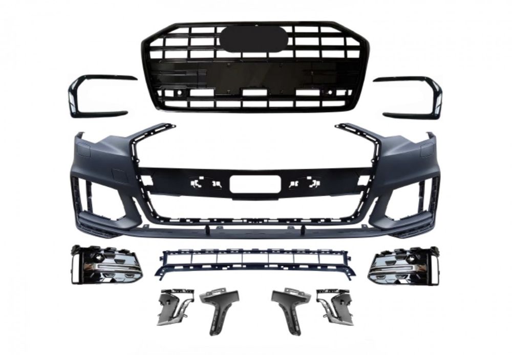 Бампер для Audi A6 C8 2018+ передній у зборі S-Line 2022+ BLACK