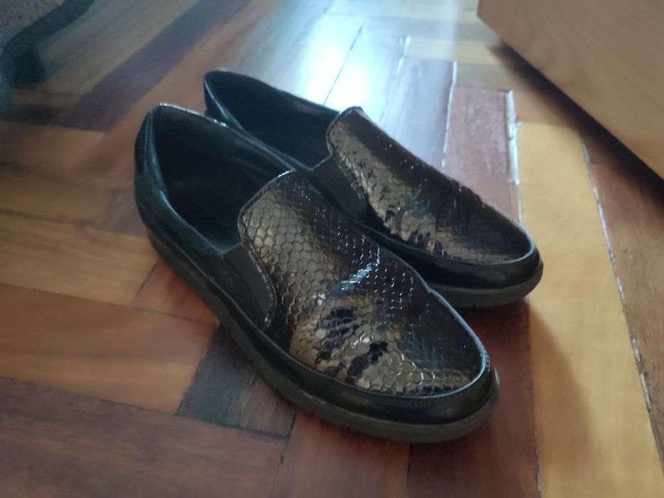 Слипоны женские р37 кожа лак+ замша