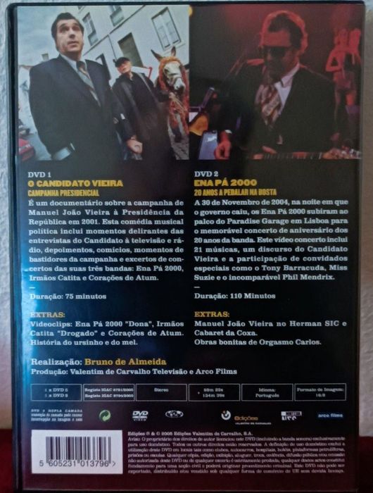 Ena Pá 2000 "ao vivo Paradise Garage'04+Candidato Vieira" 2DVDs RARO