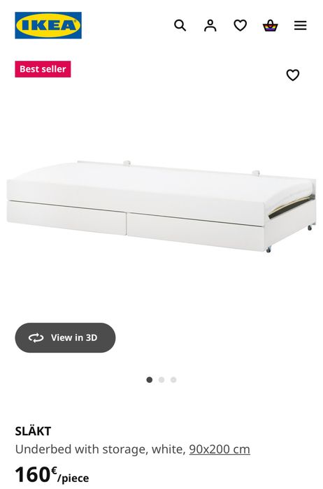 Dois gavetões cama Slakt ikea para colchões 90x200