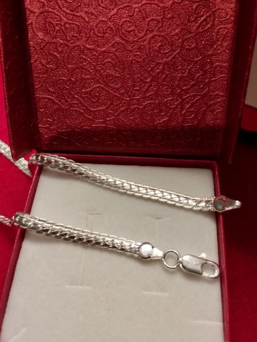 Łańcuszek szeroki naszyjnik posrebrzany 925p nowy