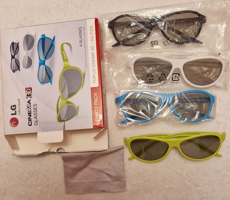 LG Cinema 3D Glasses 4 szt. Kolorowe AG-F315, nowe w folii
