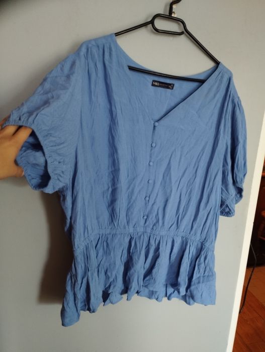Niebieska bluzka guziki m&s 50