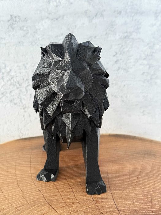 Lew Low Poly-Druk 3D, figurka, dekoracja, ozdoba w nowoczesnym stylu