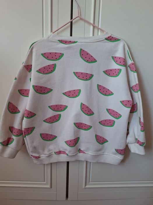 Bluza Zara 110 biała różowa arbuzy