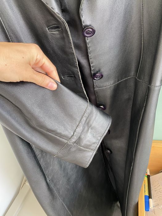 Casaco comprido de pele preto