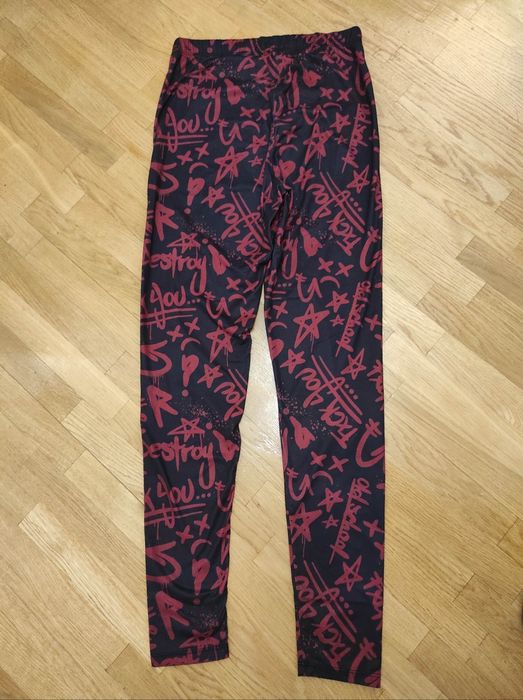 Legginsy czerwone czarne goth rock punk emp S