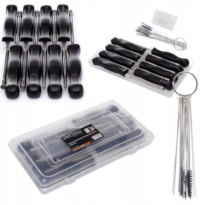 Klucze do regulacji gaźników 8szt + szczotki do czyszczenia dysz 1550