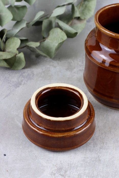 Ceramiczny pojemnik z przykrywką Bolesławiec ceramika prl vintage