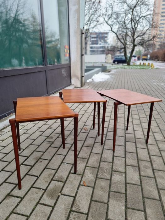Stoliki pomocnicze, kawowe ,skandynawski design, Dania lata 70,mid-c
