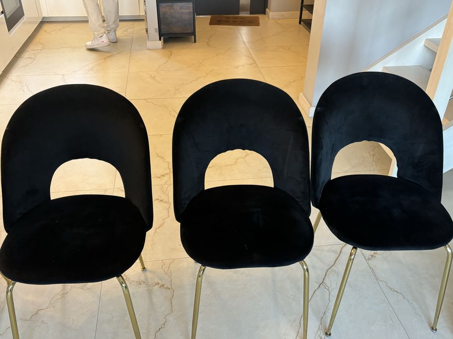 komplet 5 krzesel welurowych