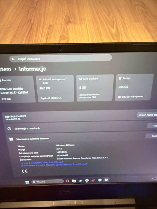 Laptop Acer Nitro 5 do gier