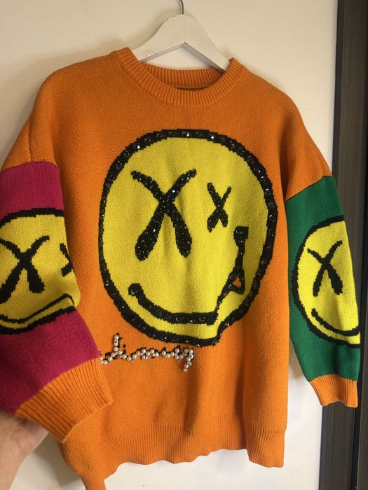 Kolorowy włoski grubszy  sweterek oversize