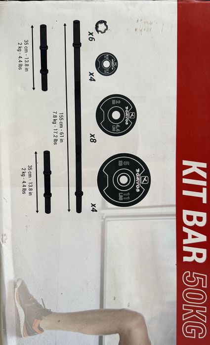 Kit musculação 50Kg + barra W