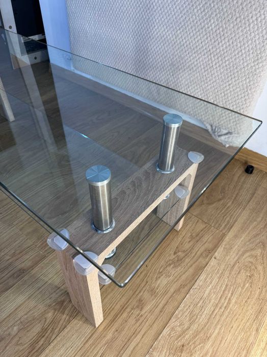 Szklany stolik kawowy – szkło hartowane, nowoczesny design, 130×45×45