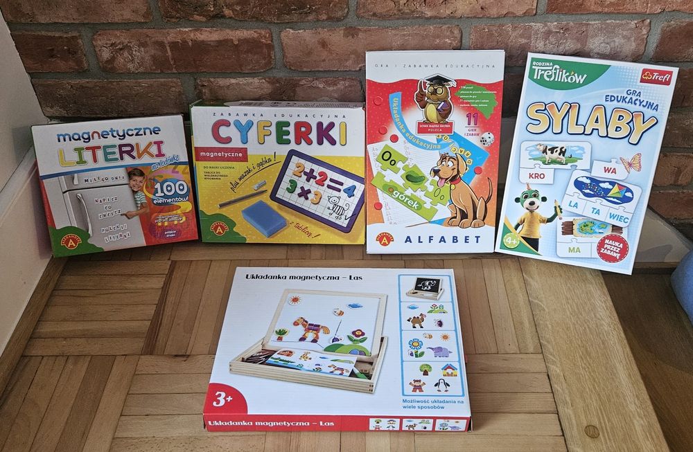 Zestaw edukacyjny 5 szt cyferki literki sylaby alfabet układanka