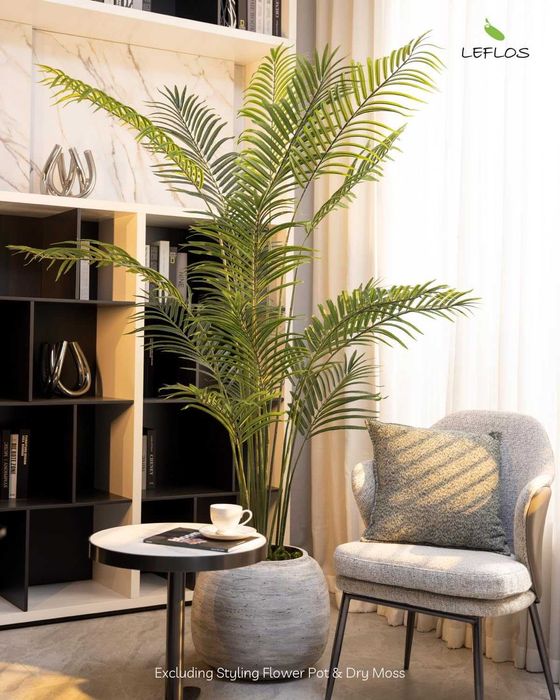 Palmeira Artificial Leflos Lutescens 150cm Planta Decorativa Interior com 13 Caules Removíveis Decoração para Casa, Escritório, Loja e Eventos