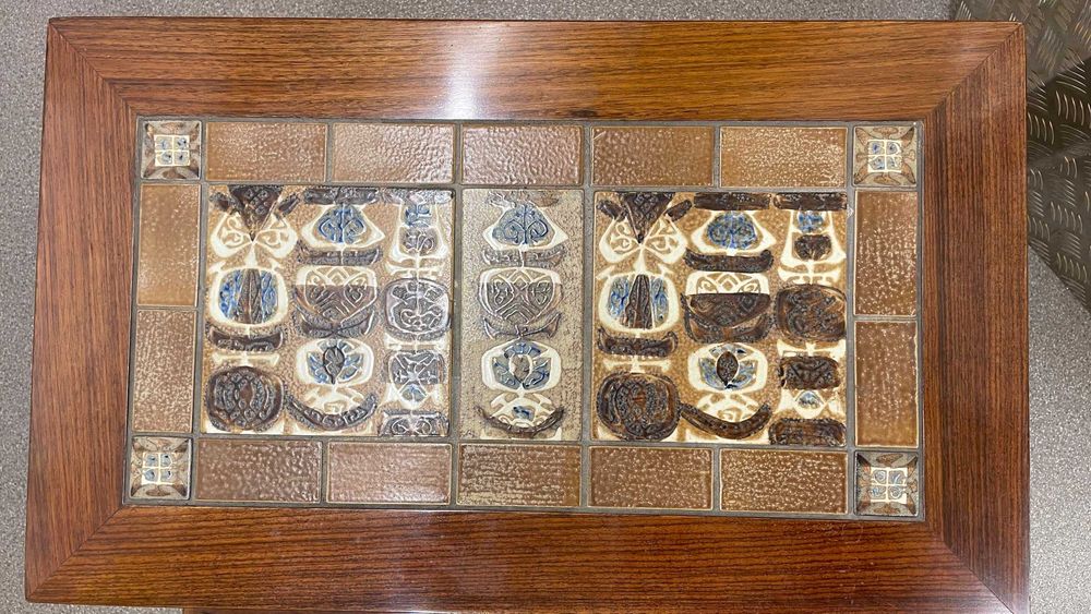 Mesa s apoio Severin Hansen para Haslev Dinamarquesa Pau Santo Azulejo