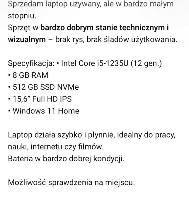 Sprzedam laptop acer