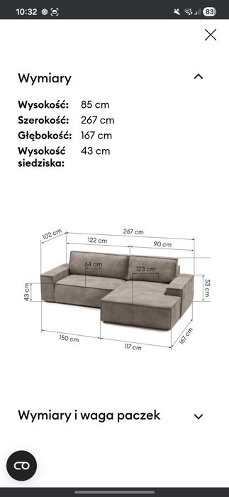 Narożnik rozkładany stan bdb