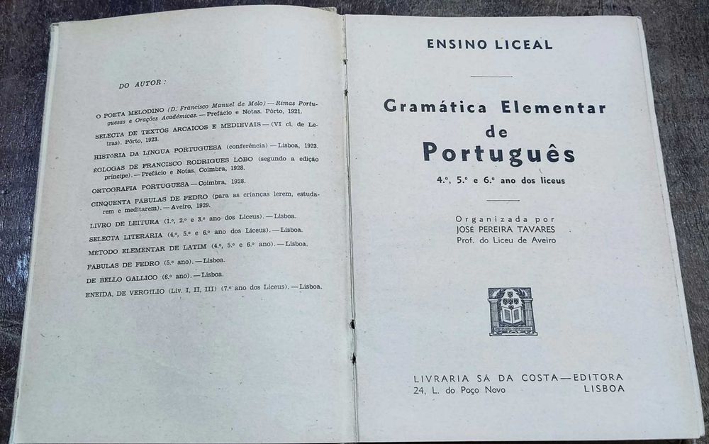 Para colecionadores: 1.ª edição (1937) da "Gramática Elementar de Português"