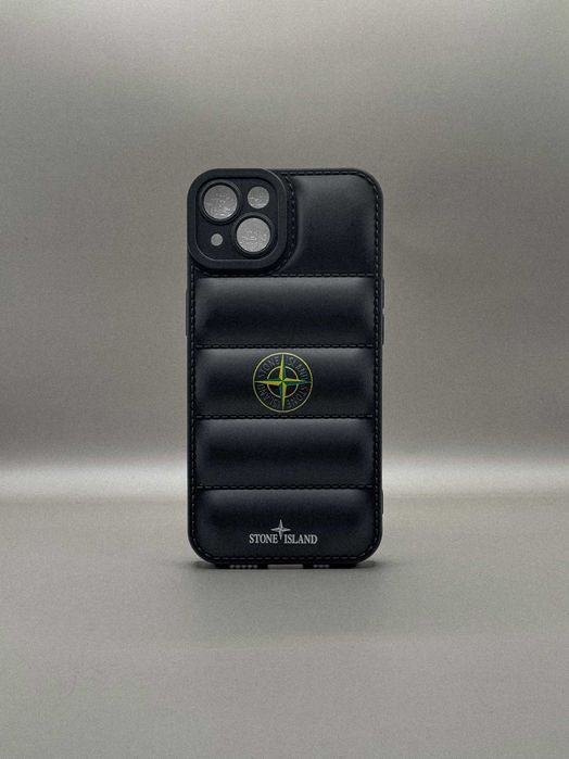 Силиконовый черный чехол пуховик Puffer The North Face на iPhone