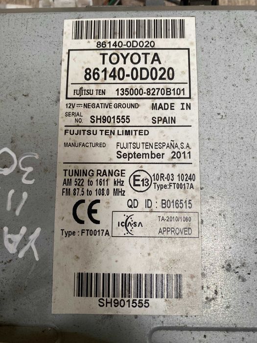 Radio Samochodowe toyota Yaris III