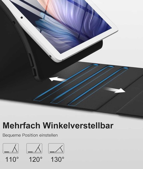 Vobafe etui klawiatura bluetooth LED do iPad 7/8/9 10,2" stojak czarne