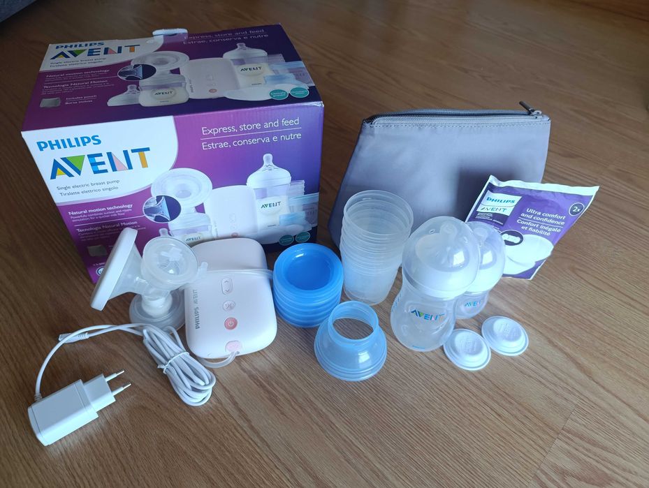 Conjunto Philips Avent bomba elétrica + biberões + copos