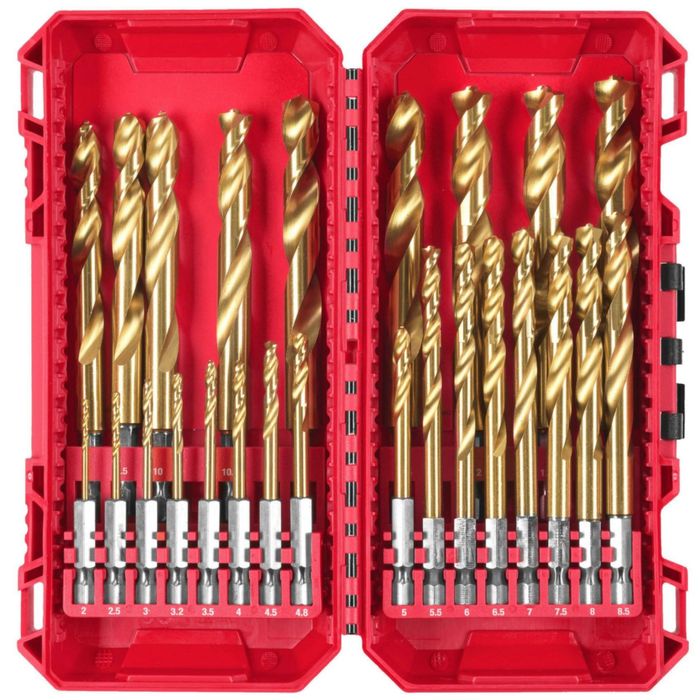 Набір свердел по металу RedHEX SHOCKWAVE HSS-TiN PACKOUT MILWAUKEE 2-13мм 25шт