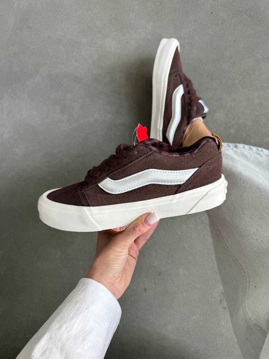 Кросівки Vans Knu Skool Brown (36-41) Коричневі пухкі кеди ванс