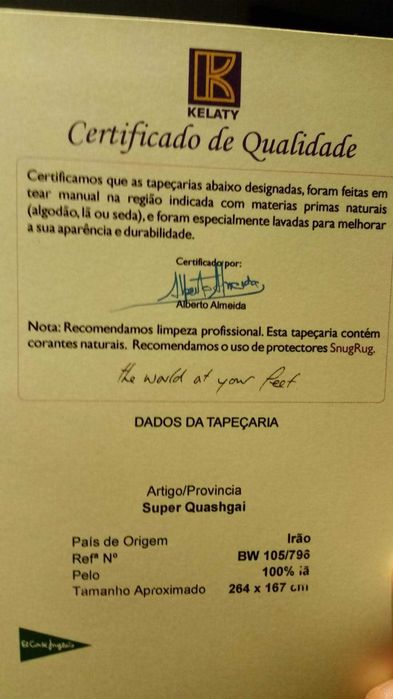 Carpetes com certificado de Qualidade