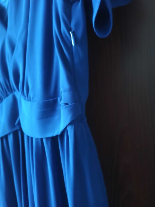 Piękna sukienka długa wesele forever 46 chabrowa