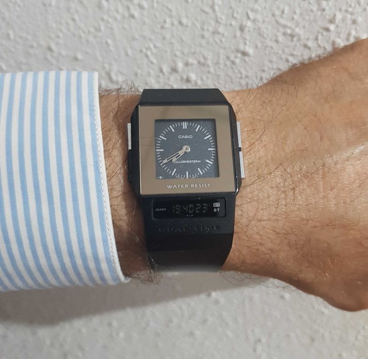 Zegarek nareczny Casio FS-01 modul 2321 FS 01 Japan movt illuminator dual time Filmwatch film watch meski zenski unisex rzadki model slim cienki