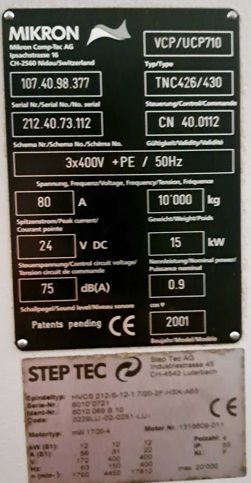Centro de Maquinação Mikron VCP 710 #LK03