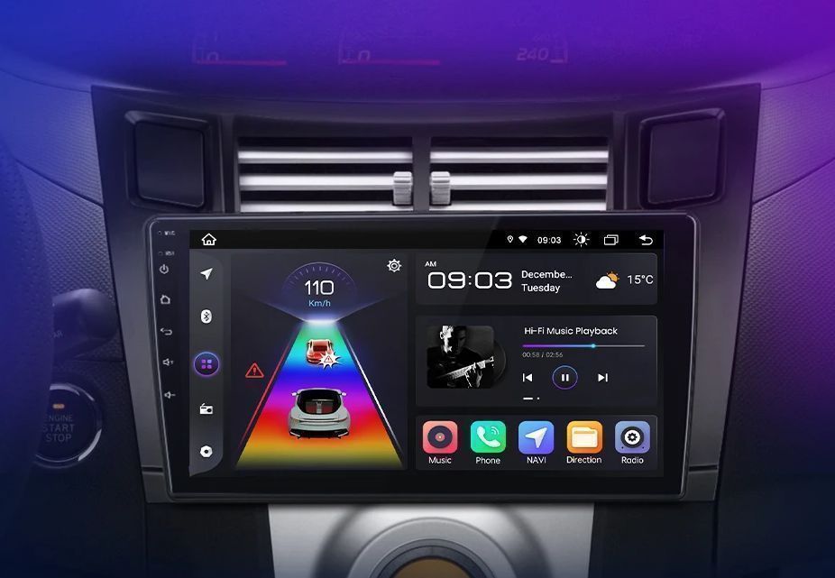 Radio 2DIN 9" Android Auto CarPlay Navi GPS Toyota Yaris PL