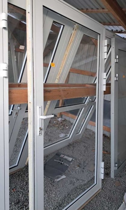 DRZWI Zewnętrzne Aluminiowe Przeszklone Wejściowe 120x210cm Białe