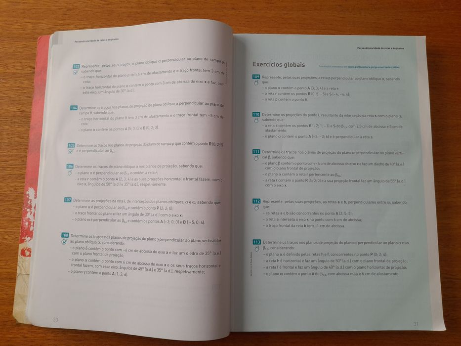 Livro de exercícios de geometria descritiva 11° ano Porto Editora